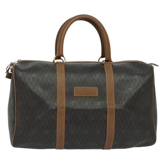 Christian Dior Vintage Honeycomb Handbag Canvas Leather Black Canvas Bag ()