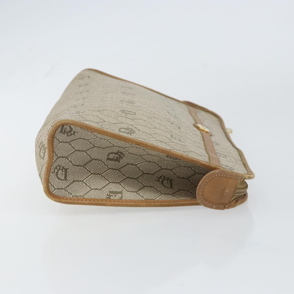 Christian Dior Vintage Honeycomb Zip Pouch Canvas And Leather Beige Canvas Clutche & Pouche Bag ()