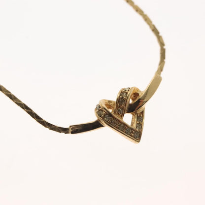 Christian Dior Logo Heart Pendant Necklace Metal With Crystal Gold Metal Jewelry ()