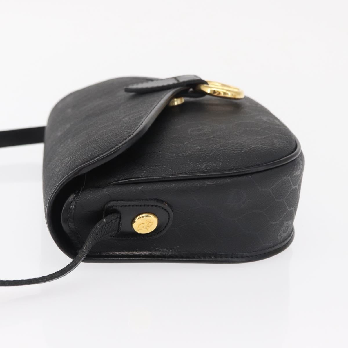 Christian Dior Vintage Honeycomb Flap Crossbody Bag Coated Canvas Black Canvas Shoulder Bag Bag ()
