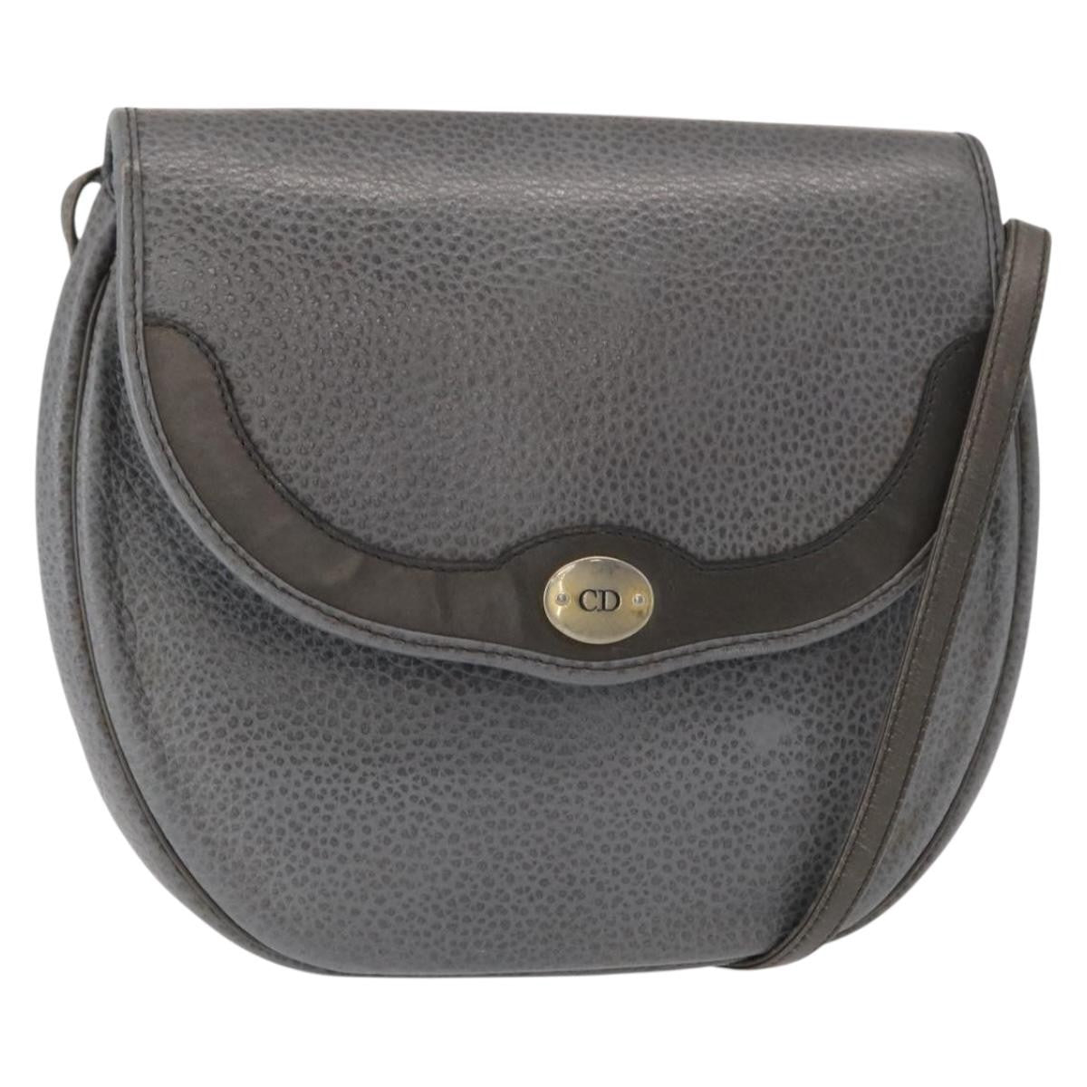 Christian Dior Vintage Cd Logo Shoulder Bag Leather Gray Leather Shoulder Bag Bag ()