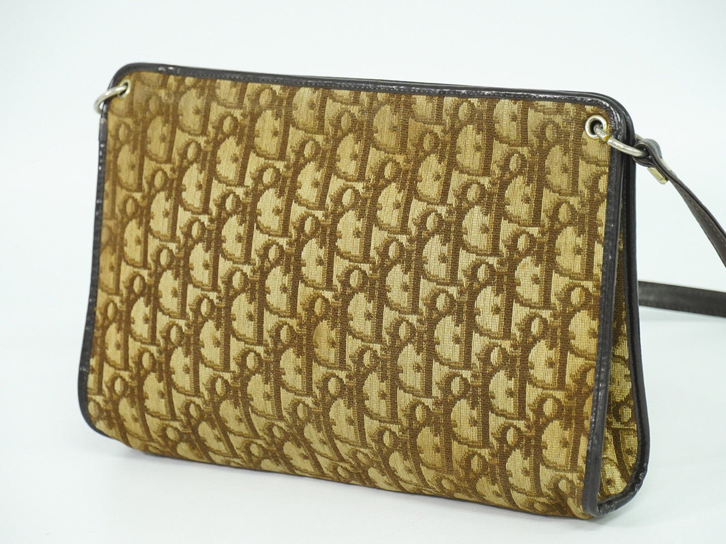 Christian Dior Vintage Trotter Crossbody Bag Diorissimo Coated Canvas Brown Canvas Shoulder Bag Bag ()
