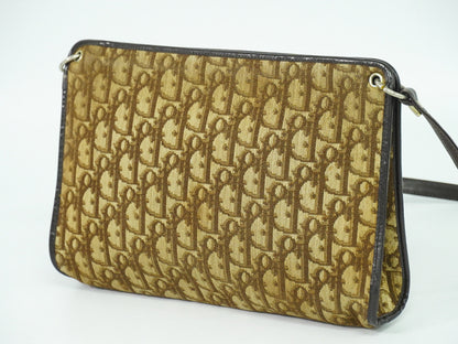 Christian Dior Vintage Trotter Crossbody Bag Diorissimo Coated Canvas Brown Canvas Shoulder Bag Bag ()