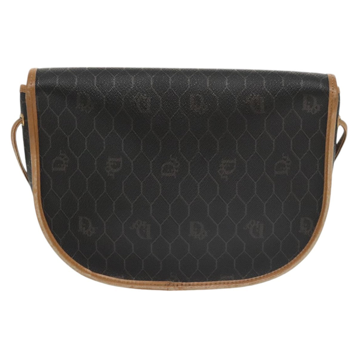 Christian Dior Vintage Honeycomb Flap Crossbody Bag Coated Canvas Black Canvas Bag ()