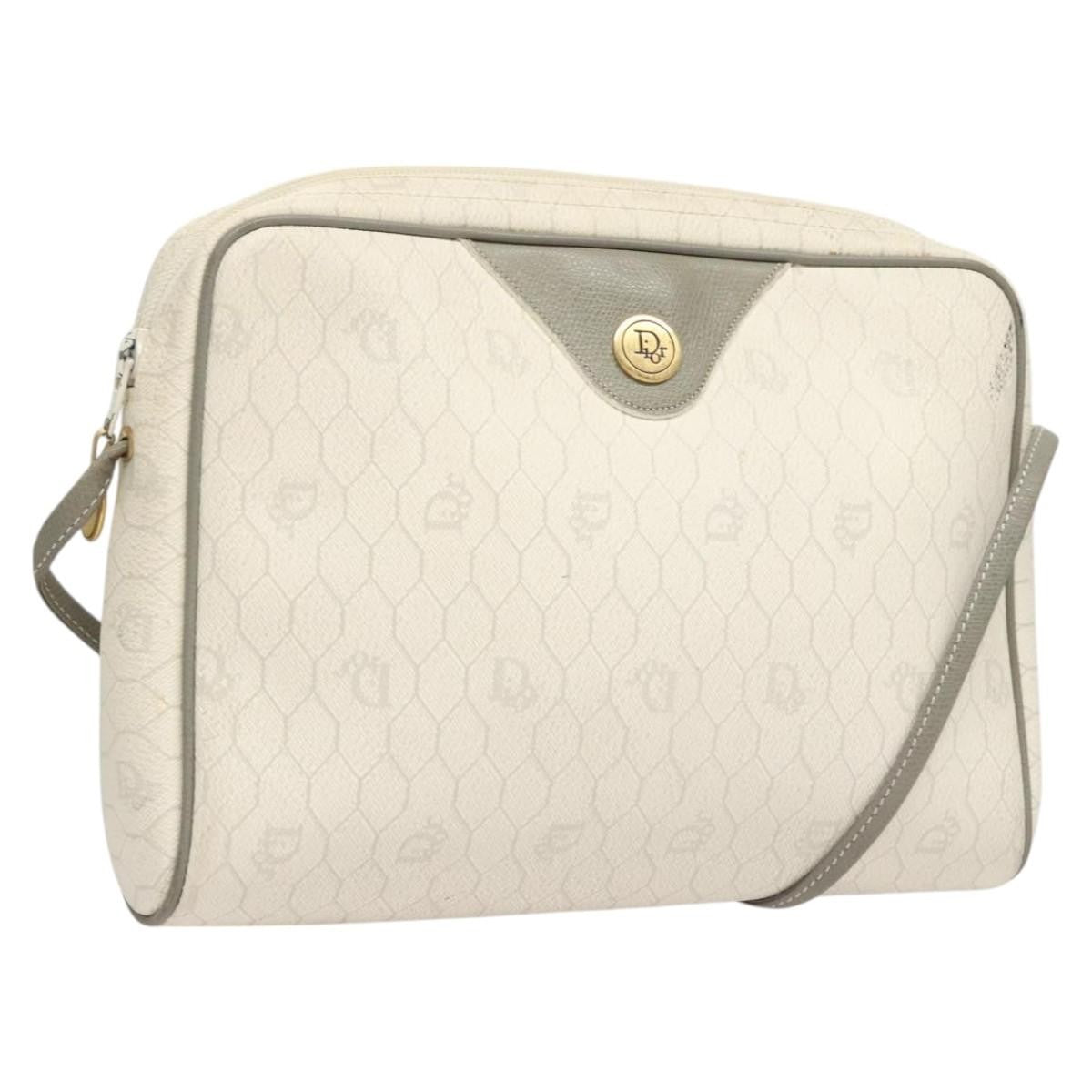 Christian Dior Vintage Honeycomb Shoulder Bag Canvas White Canvas Bag ()