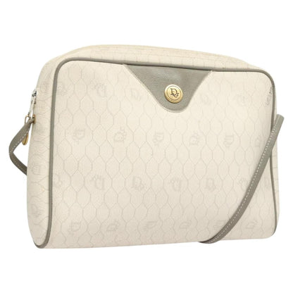 Christian Dior Vintage Honeycomb Shoulder Bag Canvas White Canvas Bag ()