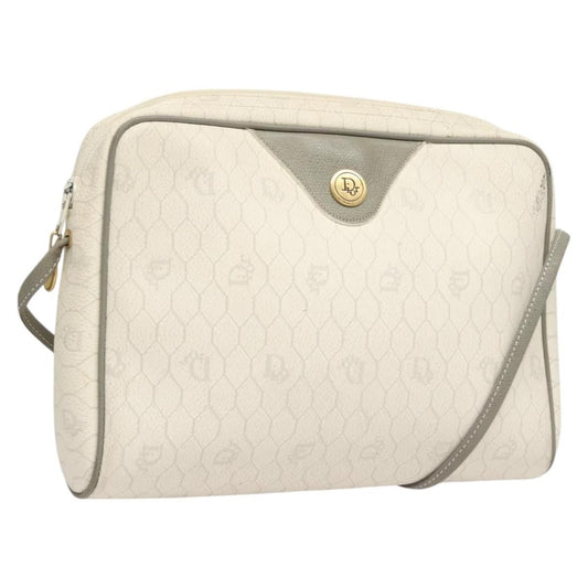 Christian Dior Vintage Honeycomb Shoulder Bag Canvas White Canvas Bag ()