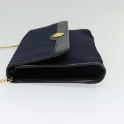 Christian Dior Vintage Chain Flap Shoulder Bag Diorissimo Canvas Navy Canvas Shoulder Bag Bag ()