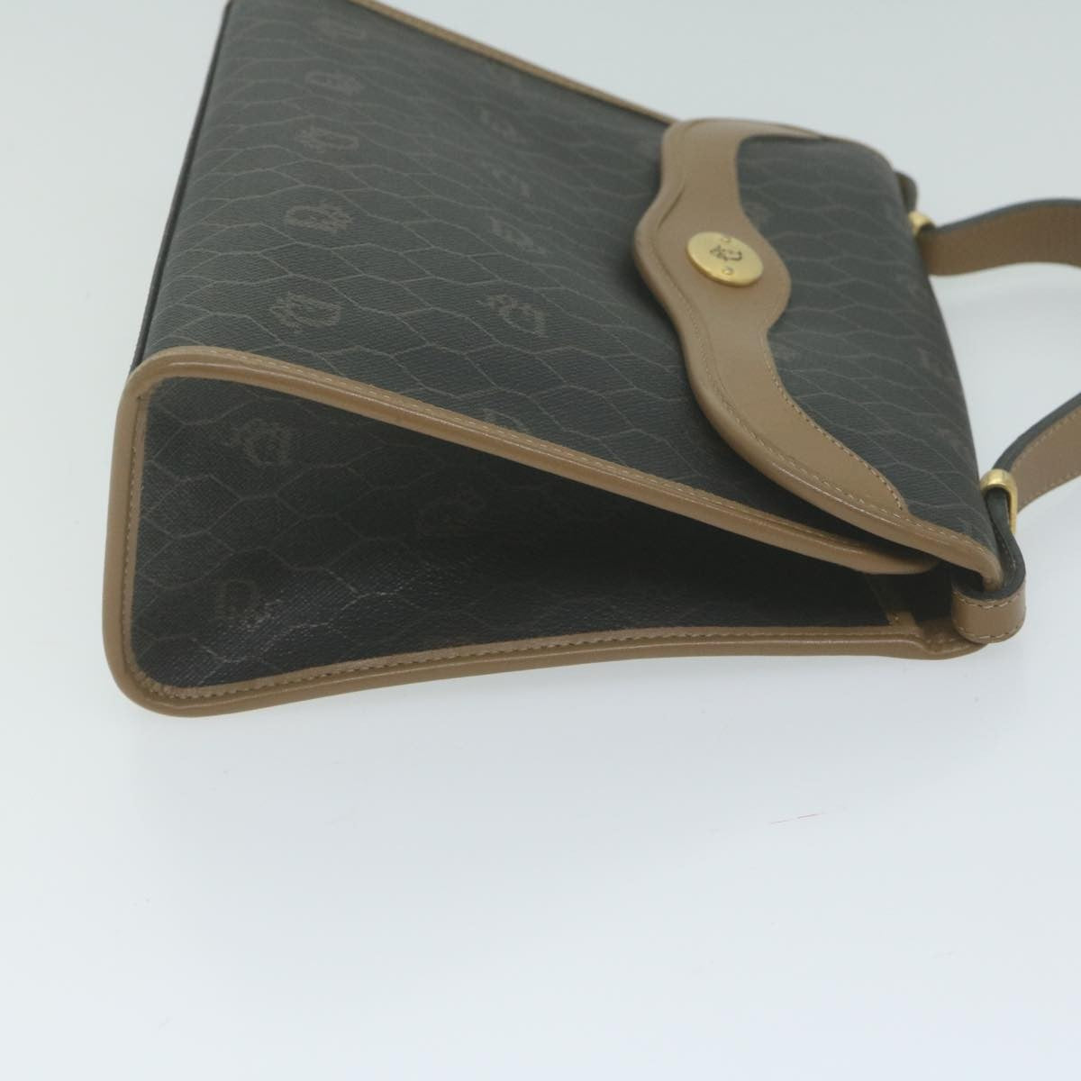 Christian Dior Vintage Honeycomb Handbag Canvas Leather Black Canvas Handbag ()