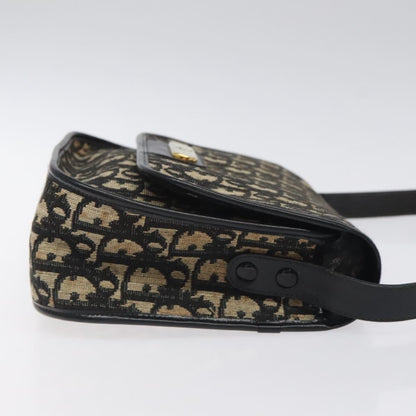Christian Dior Vintage Flap Crossbody Bag Canvas Black Canvas Shoulder Bag Bag ()
