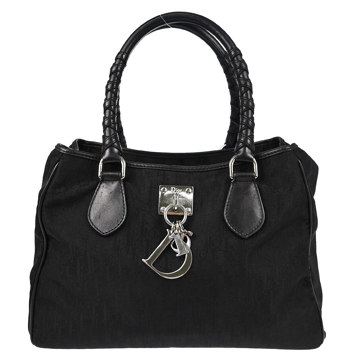 Christian Dior Lovely Tote Diorissimo Canvas Black Canvas Tote Bag Bag ()