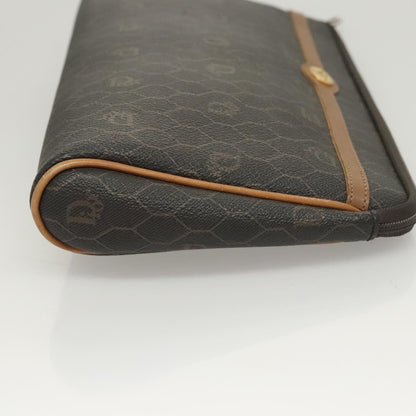 Christian Dior Vintage Honeycomb Zip Pouch Coated Canvas Black Canvas Clutche & Pouche Bag ()