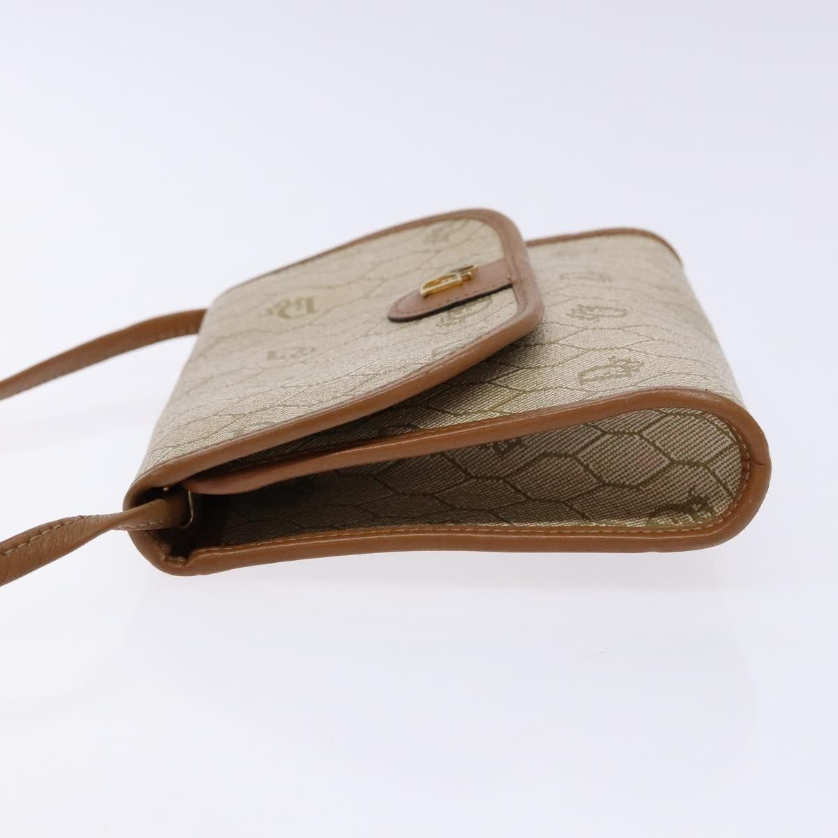 Christian Dior Vintage Honeycomb Flap Crossbody Bag Coated Canvas Beige Pvc Bag ()