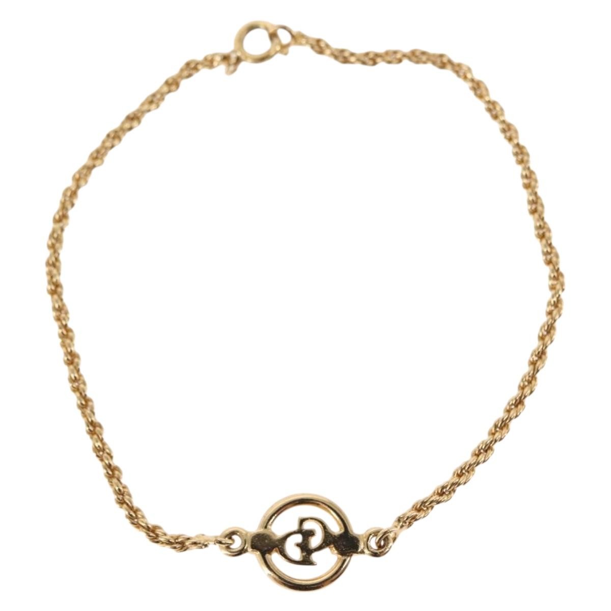 Christian Dior Vintage Logo Bracelet Metal Gold Metal Bracelet Jewelry ()