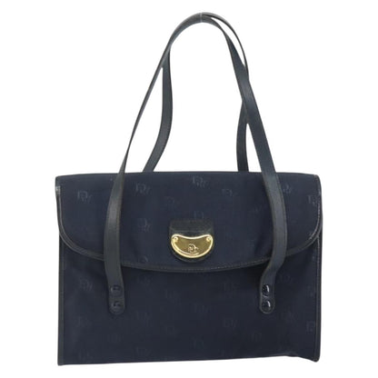 Christian Dior Vintage Honeycomb Handbag Canvas Leather Navy Canvas Handbag ()