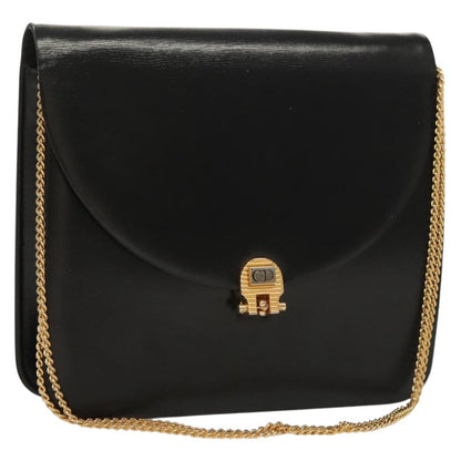 Christian Dior Vintage Chain Flap Shoulder Bag Leather Black Leather Shoulder Bag Bag ()