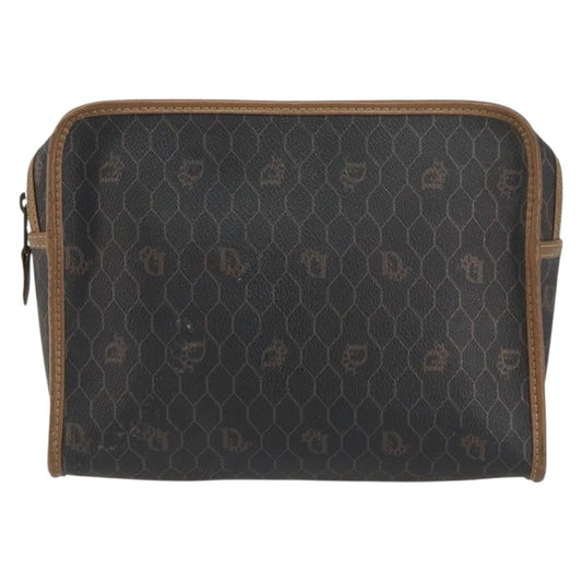 Christian Dior Vintage Honeycomb Zip Pouch Canvas And Leather Black Canvas Clutche & Pouche Bag ()