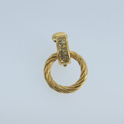 Christian Dior Vintage Round Clip-On Earrings Metal Gold Metal Earrings Jewelry ()
