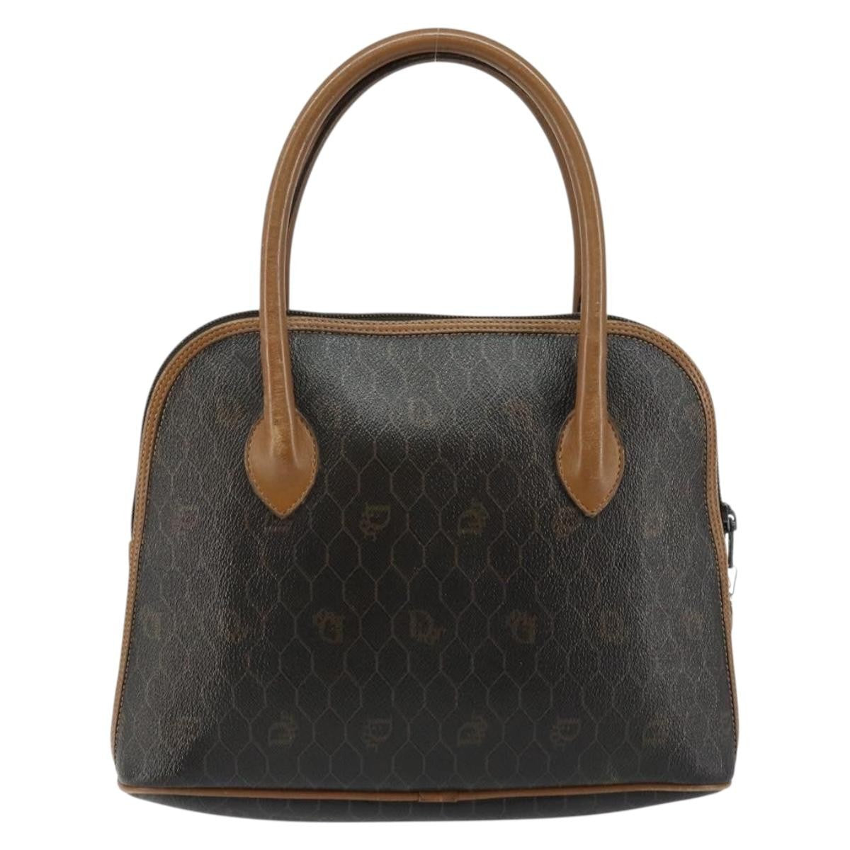 Christian Dior Vintage Honeycomb Handbag Canvas Leather Black Canvas Handbag ()