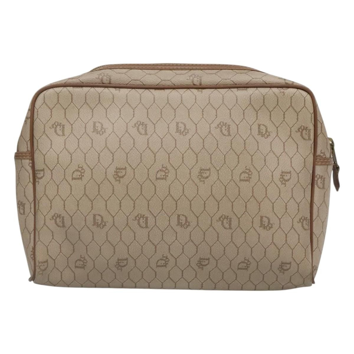 Christian Dior Vintage Honeycomb Zip Pouch Coated Canvas Beige Canvas Clutche & Pouche Bag ()