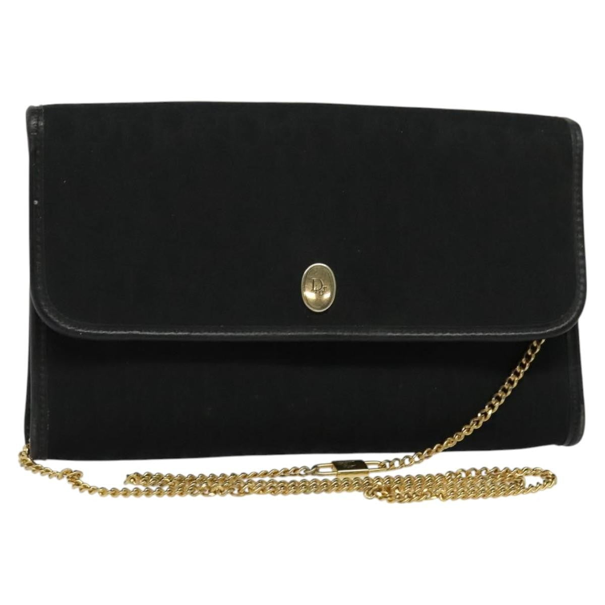 Christian Dior Vintage Trotter Flap Crossbody Bag Canvas Black Canvas Shoulder Bag Bag ()