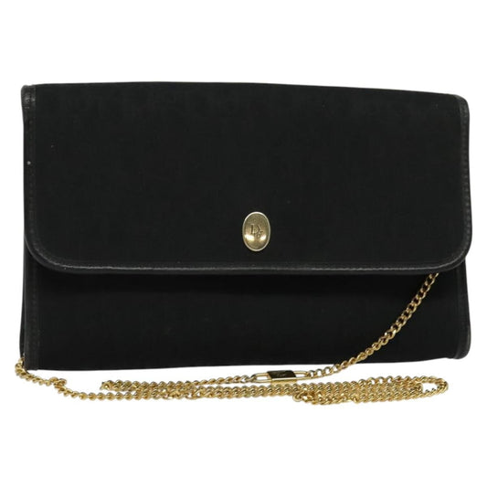 Christian Dior Vintage Trotter Flap Crossbody Bag Canvas Black Canvas Shoulder Bag Bag ()