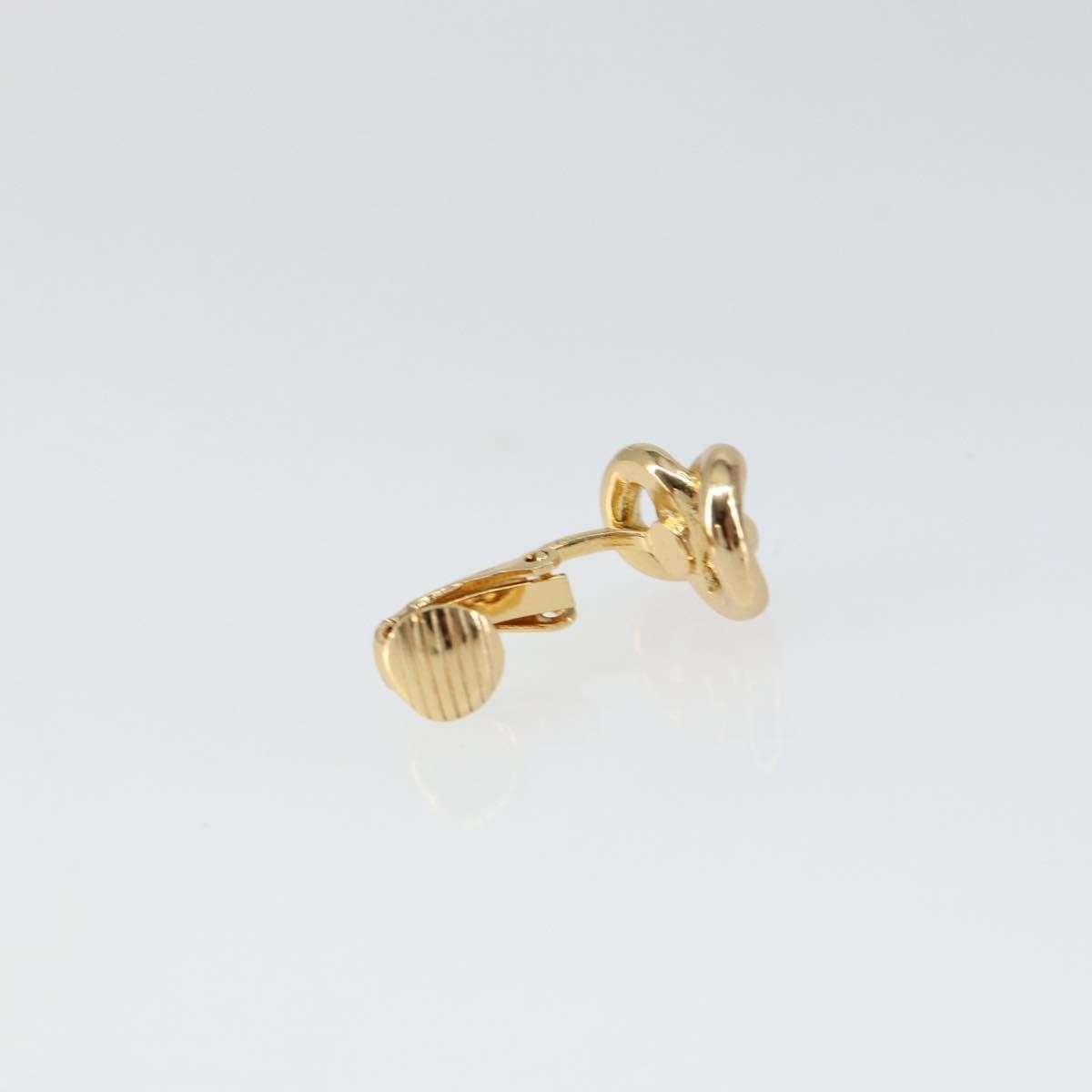 Christian Dior Vintage Logo Round Clip-On Earrings Metal Gold Metal Jewelry ()