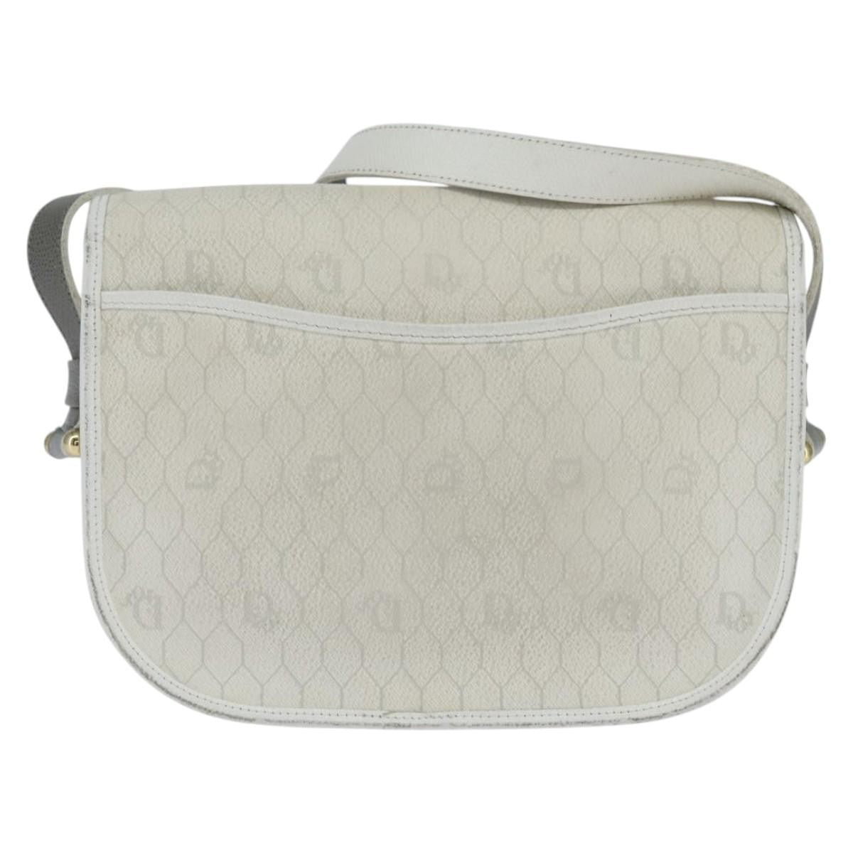 Christian Dior Vintage Honeycomb Flap Crossbody Bag Canvas And Leather White Canvas Shoulder Bag Bag ()