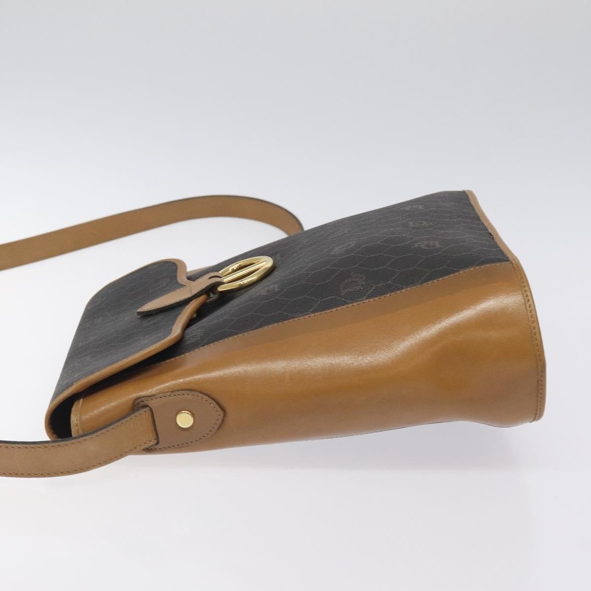 Christian Dior Vintage Honeycomb Flap Crossbody Bag Canvas And Leather Black Canvas Bag ()