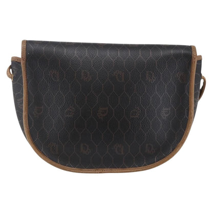 Christian Dior Vintage Honeycomb Flap Crossbody Bag Canvas And Leather Black Canvas Shoulder Bag Bag ()