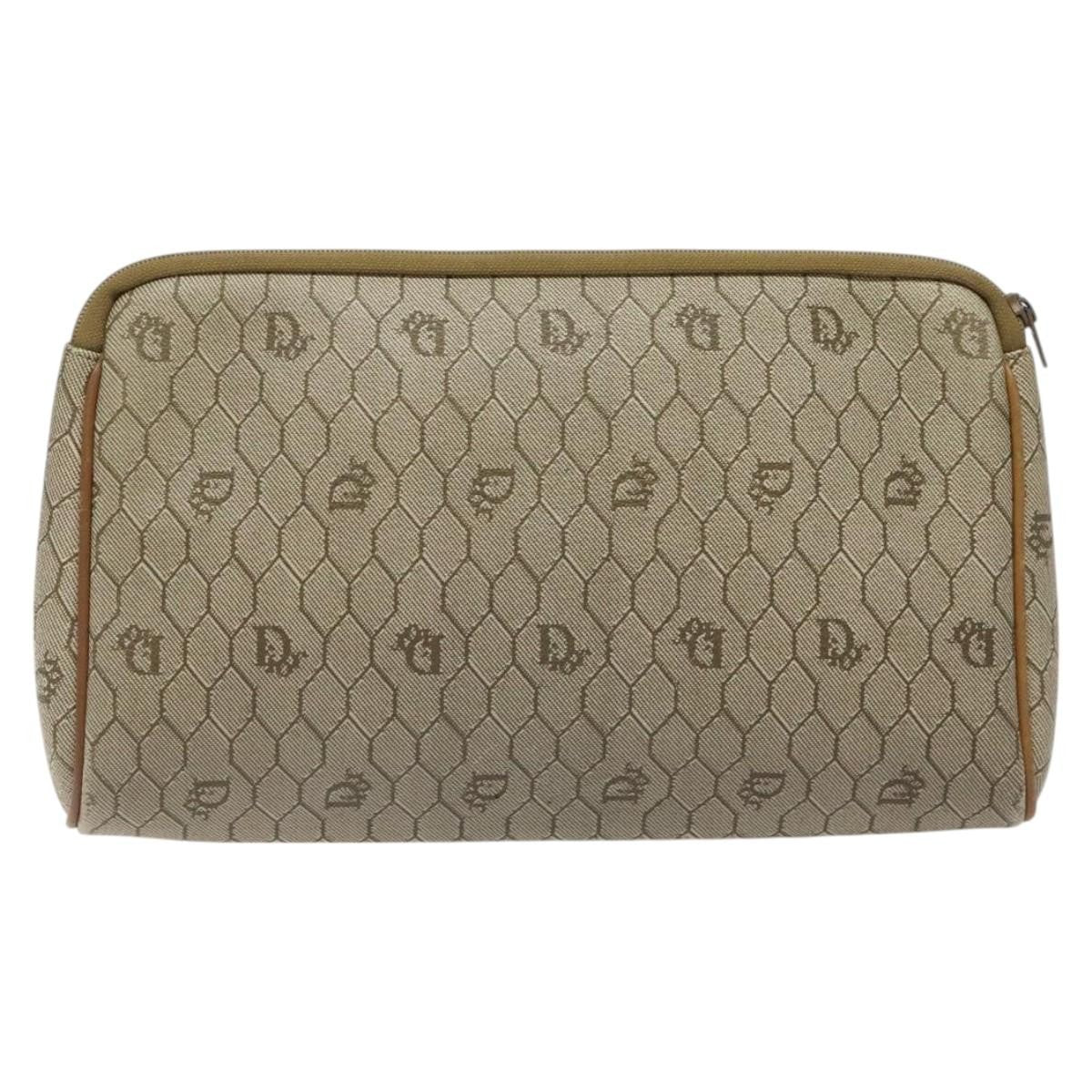 Christian Dior Vintage Honeycomb Zip Pouch Coated Canvas Beige Canvas Clutche & Pouche Bag ()