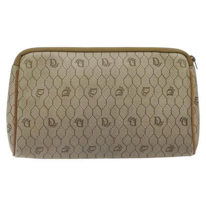 Christian Dior Vintage Honeycomb Zip Pouch Coated Canvas Beige Canvas Clutche & Pouche Bag ()