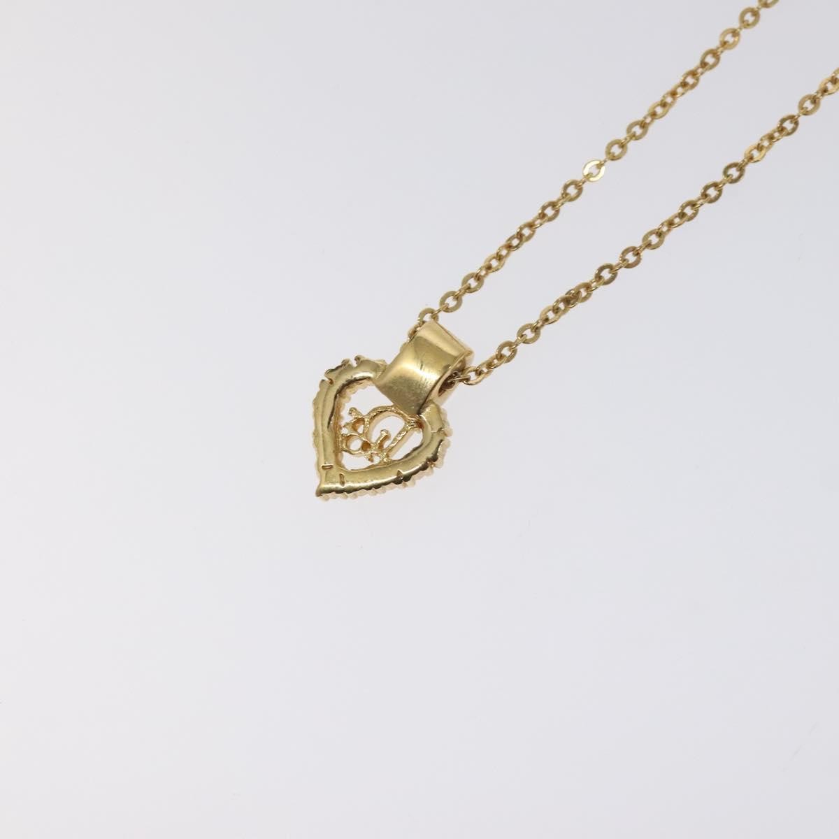 Christian Dior Logo Heart Pendant Necklace Metal Gold Metal Jewelry ()