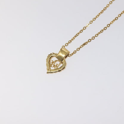 Christian Dior Logo Heart Pendant Necklace Metal Gold Metal Jewelry ()