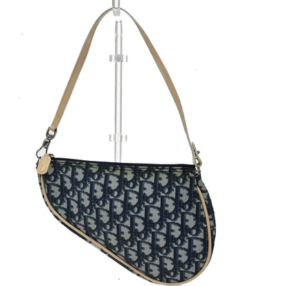 Christian Dior Vintage Saddle Bag Diorissimo Coated Canvas Blue Pvc Shoulder Bag Bag ()