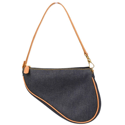 Christian Dior Saddle Handbag Denim Navy Denim_Jeans Handbag ()