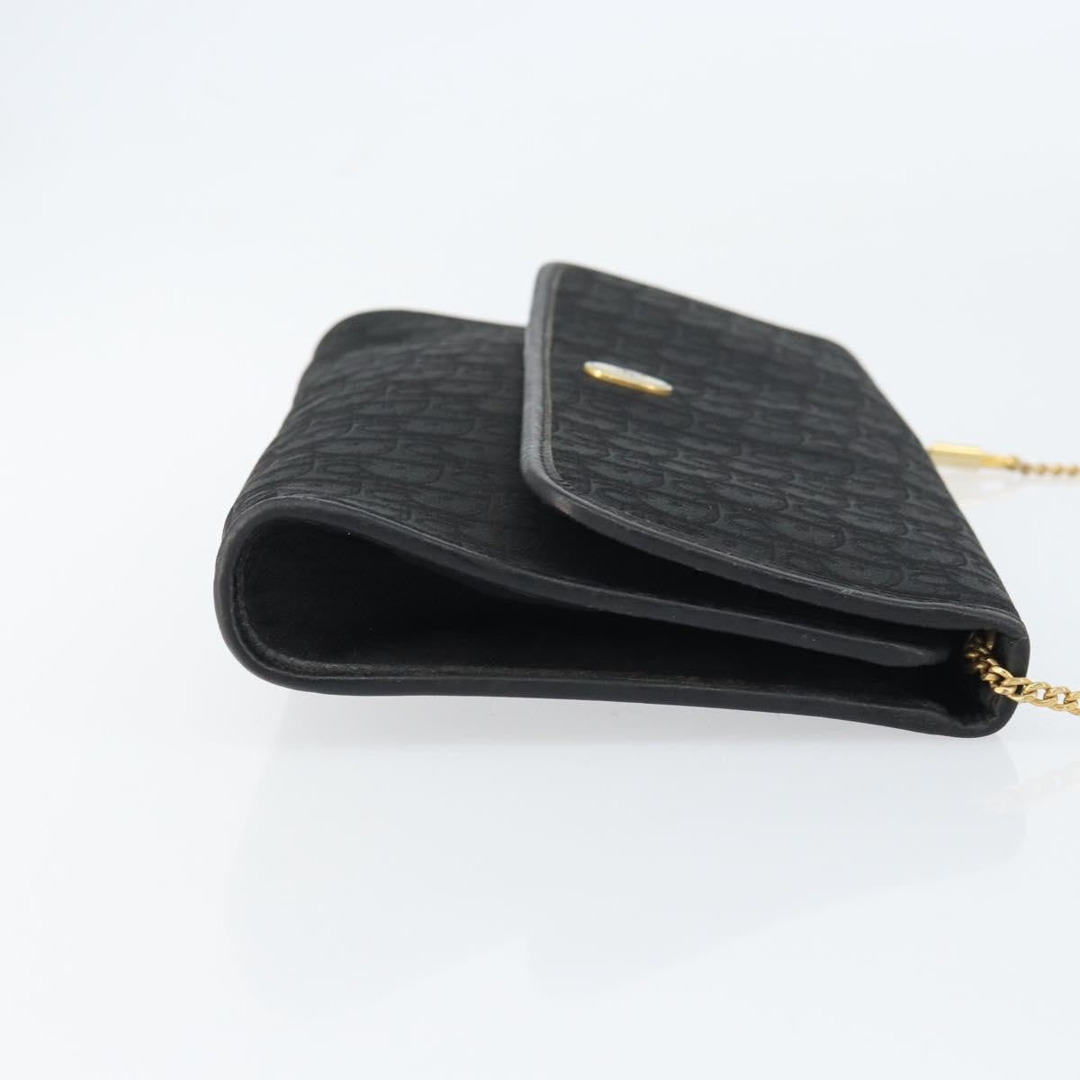 Christian Dior Vintage Chain Flap Shoulder Bag Diorissimo Canvas Black Canvas Shoulder Bag Bag ()