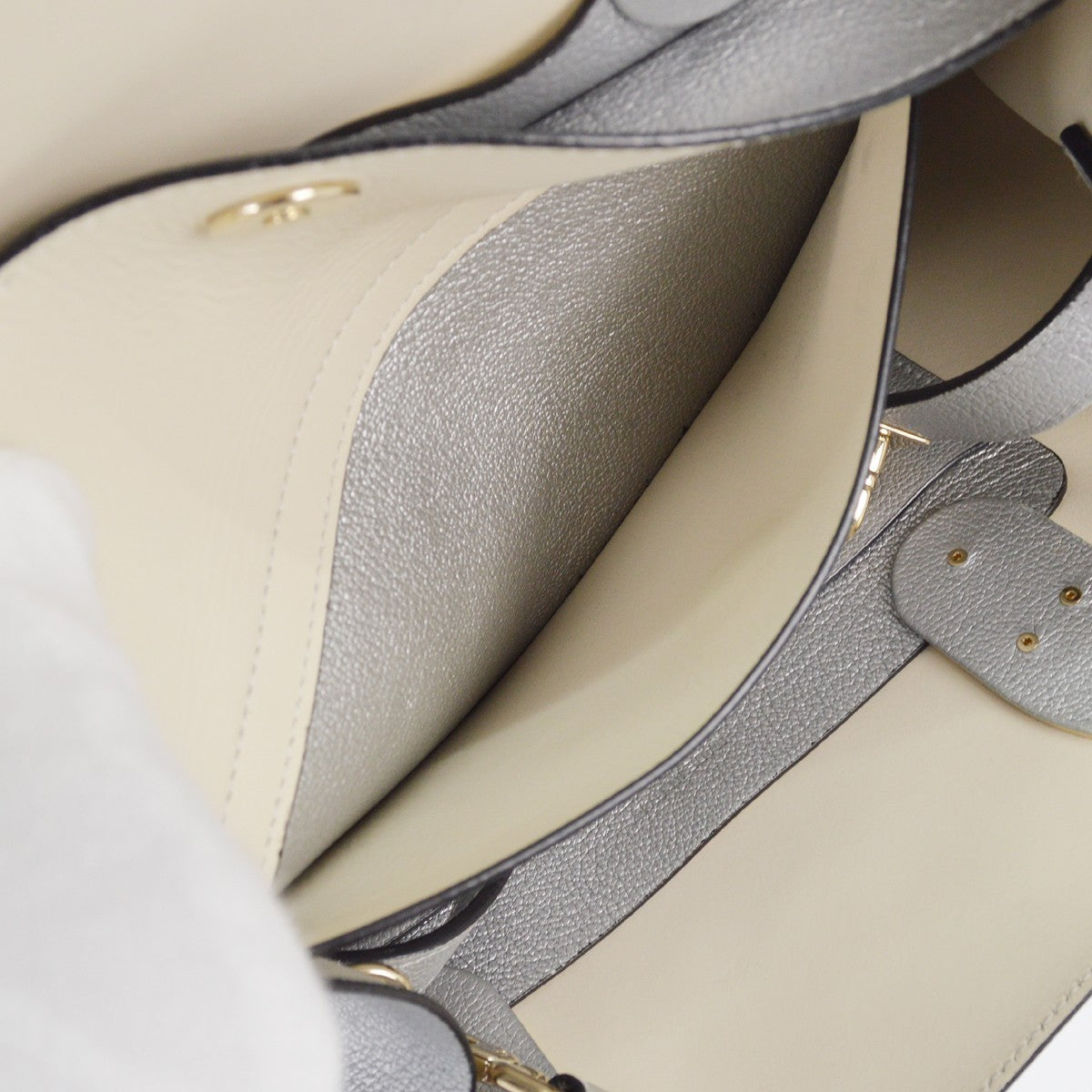 Christian Dior Open Bar Bag Leather Silver Leather Tote Bag Bag ()