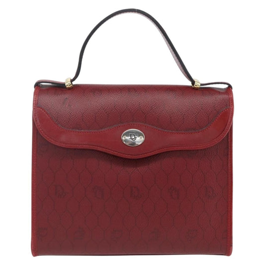 Christian Dior Vintage Honeycomb Handbag Canvas Leather Red Canvas Handbag ()