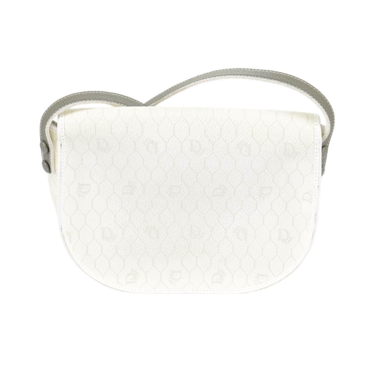 Christian Dior Vintage Honeycomb Shoulder Bag Canvas White Canvas Bag ()