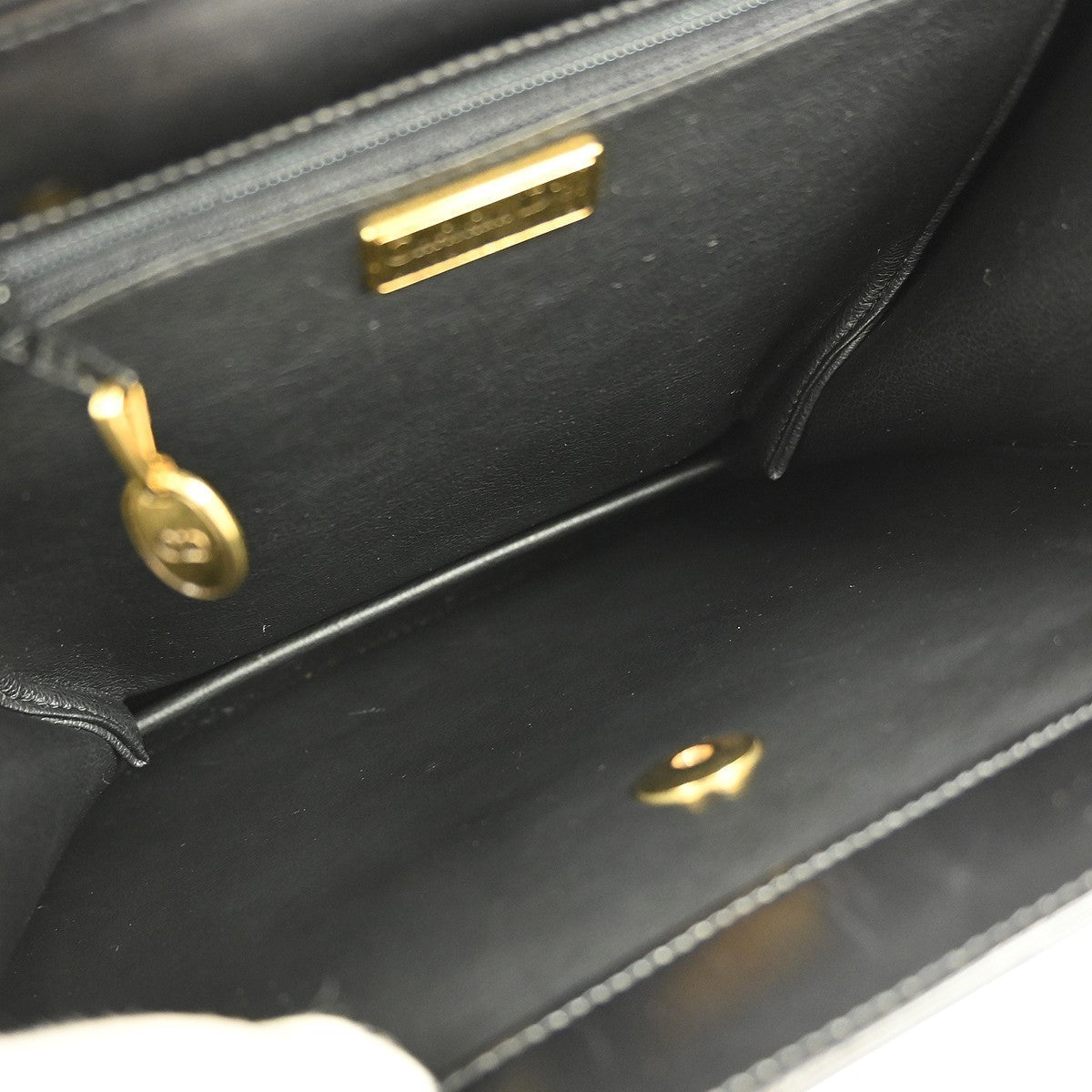 Christian Dior Vintage Handbag Leather Black Leather Handbag ()