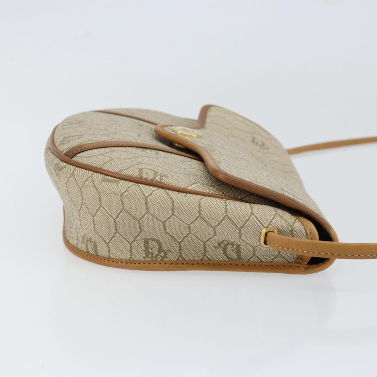 Christian Dior Vintage Honeycomb Flap Crossbody Bag Canvas And Leather Beige Canvas Shoulder Bag Bag ()
