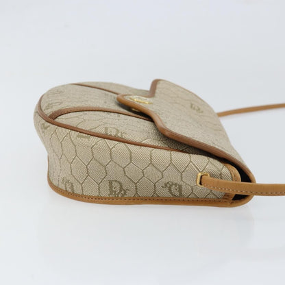 Christian Dior Vintage Honeycomb Flap Crossbody Bag Canvas And Leather Beige Canvas Shoulder Bag Bag ()