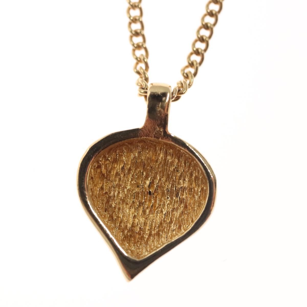Christian Dior Logo Heart Pendant Necklace Metal Gold Metal Jewelry ()