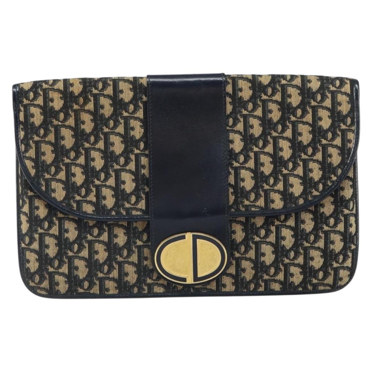 Christian Dior Vintage Trotter Pouch Canvas Navy Canvas Clutche & Pouche Bag ()