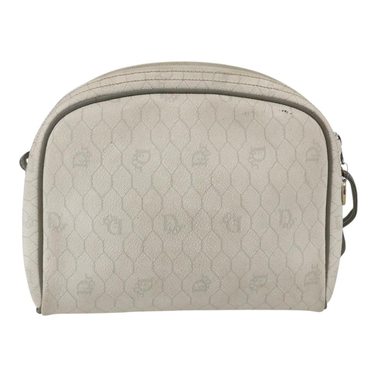 Christian Dior Vintage Honeycomb Shoulder Bag Canvas And Leather White Canvas Shoulder Bag Bag ()