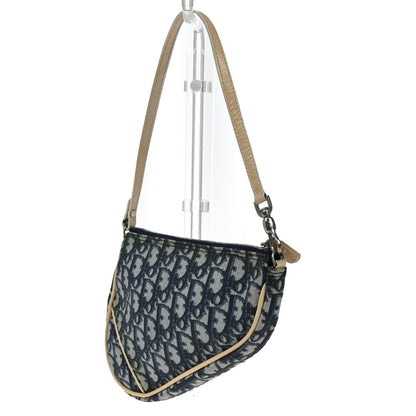 Christian Dior Vintage Saddle Bag Diorissimo Coated Canvas Blue Pvc Shoulder Bag Bag ()