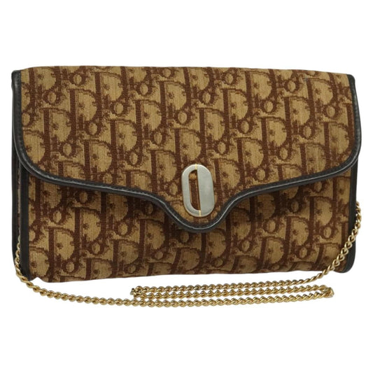 Christian Dior Vintage Trotter Flap Shoulder Bag Canvas Brown Canvas Bag ()