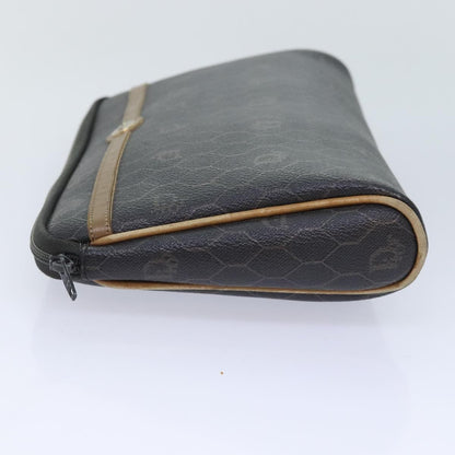 Christian Dior Vintage Honeycomb Zip Pouch Coated Canvas Black Canvas Clutche & Pouche Bag ()