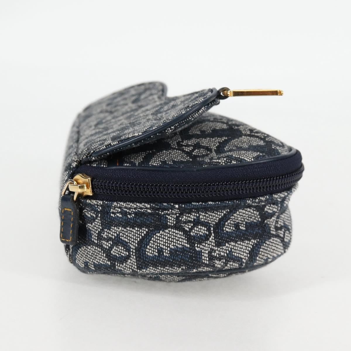 Christian Dior Saddle Zip Pouch Diorissimo Canvas Navy Canvas Bag ()